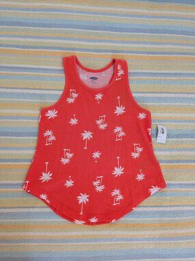 🛍️ BUNDLE ONLY • NEW NWT Old Navy orange & white palm tree print tank top 6-7